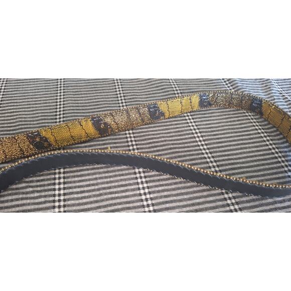 Womens fashion belt- 39" long- black/ gold metallic/ yellow - Picture 5 of 8